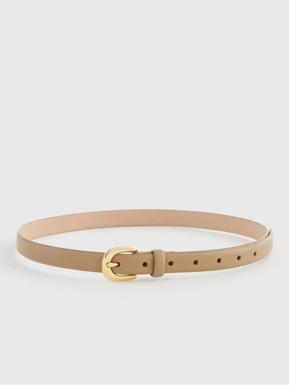 NWOT QUINCE Sofia European Leather Skinny Belt Medium Mushroom 8489